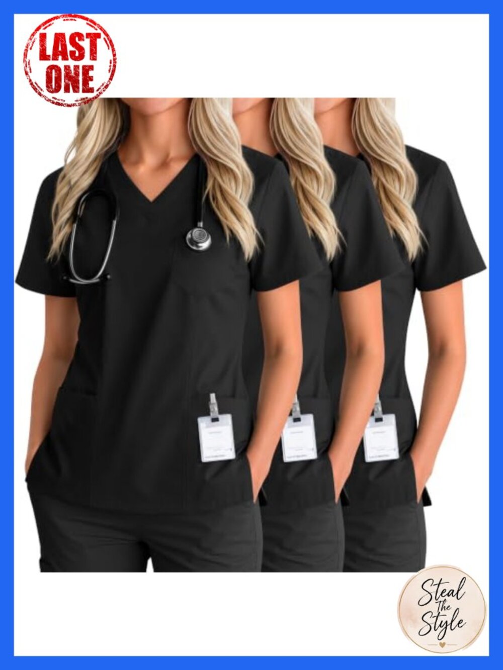3 Pack Women's V Neck Scrub Tops Short Sleeve Nurse Shirts Medical Uniform